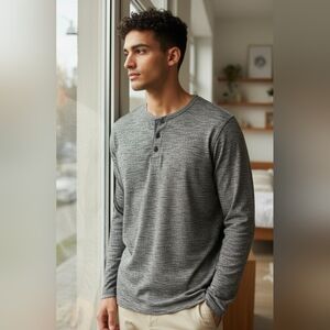 Men's Heather Gray Henley Shirt
